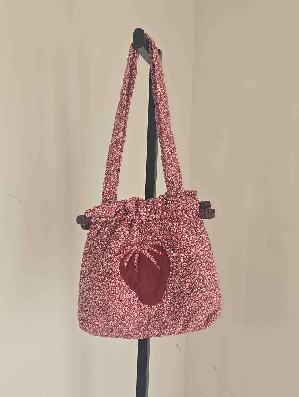 Red Floral Strawberry Patch Tote Bag - Women's Shoulder Bag